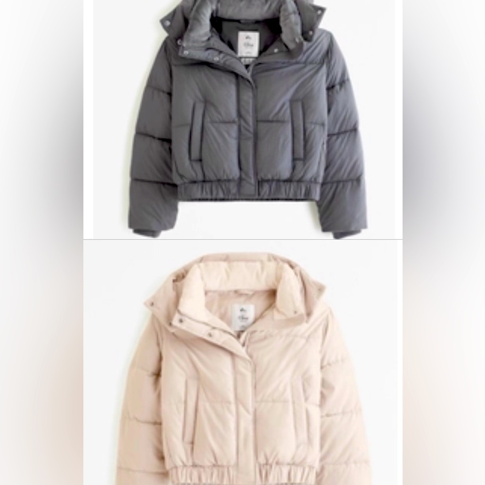 BUNDLE DEAL - A&F Puffer Coats Cream & Grey